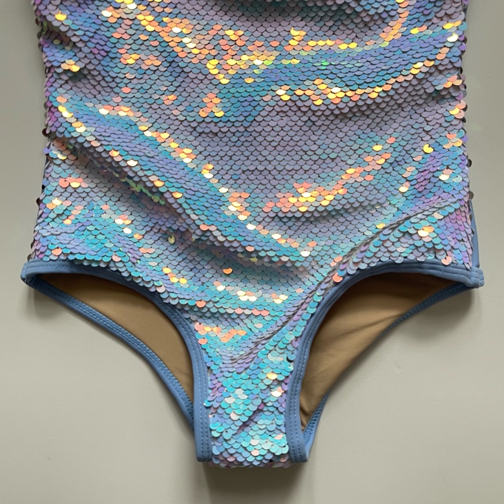 Shade Critters Girls One-piece One Shoulder Peri Flip Sequin Swimsuit - Size 3T - Picture 5 of 15